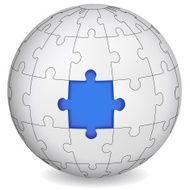 Puzzle land with blue the middle