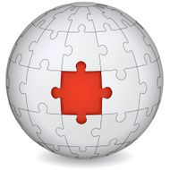 Puzzle land with red the middle