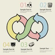 four steps business circulation vector layout