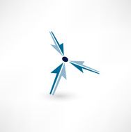 Three arrows with dot in center