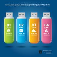 business step and numbers design on thumb drive data