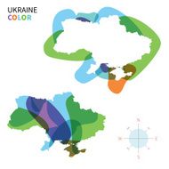 Abstract vector color map of Ukraine with transparent paint effect