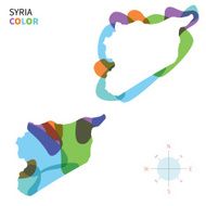 Abstract vector color map of Syria with transparent paint effect