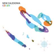 Abstract vector color map of New Caledonia with transparent paint