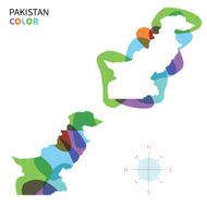 Abstract vector color map of Pakistan with transparent paint effect