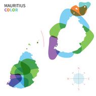 Abstract vector color map of Mauritius with transparent paint effect