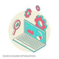 Isometric design modern concept of website analytics and SEO data