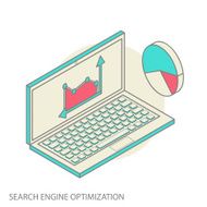 Isometric design modern concept of website analytics and SEO data N2