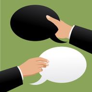 Hands holding speech bubbles