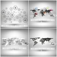 Set of world maps in perspective infographic vector templates for N2