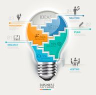 Business concept infographic template Lightbulb staircase idea N2