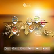 World map in perspective blurred infographic vector template for business N7
