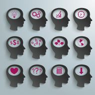 Black Heads Icon Set N2