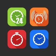 flat icons for web and mobile applications with clocks