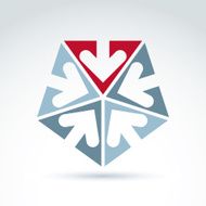 Vector abstract emblem with five multidirectional arrows N3