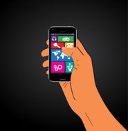 Mobile phone in the hand Vector illustration