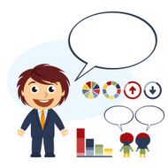 Hombre de negocios y elementos infogr&aacute;ficos