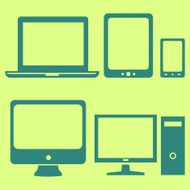 Vector Set of Digital Devices Icons Laptop Tablet Mobile PC N2