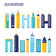 Skyscraper building icon set N2