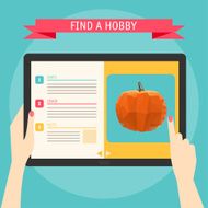 Vector illustration concept of hands holding tablet Flat design style