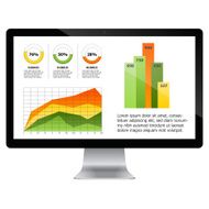 computer with statistics chart
