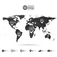 World map wooden design texture infographics vector illustration N3