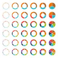 Segmented pie charts and arrows set