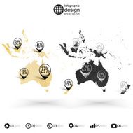 Australia map wooden design texture infographics vector illustration