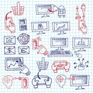 Doodle scheme seo communication with icons Notepaper N2