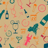 Cocktails alcohol drinks background Seamless N2