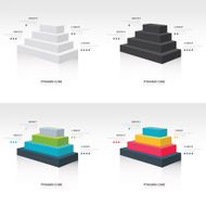 pyramid cube infographic side view set