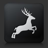 Black Square Button with Reindeer N2
