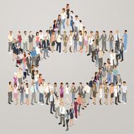People forming Star of David