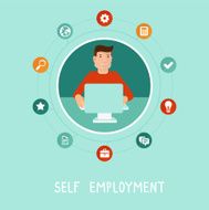 Vector self employed man in flat style