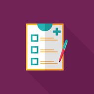 clinical record flat icon with long shadow N7