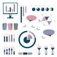 Flat infographic set of charts bubbles diagrams N2