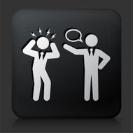 Black Square Button with Business Communication