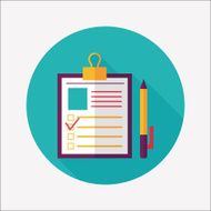 Clipboard flat icon with long shadow N7