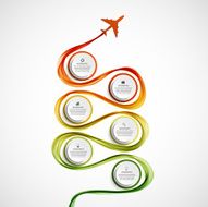 Abstract infographic airplane and wave a colored smoke Vector illustration
