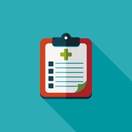 clinical record flat icon with long shadow N8