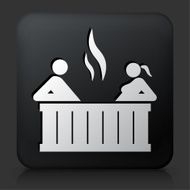 Black Square Button with Couple in Jacuzzi