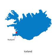 Detailed vector map of Iceland and capital city Reykjavik N2