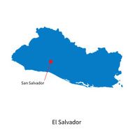 Detailed vector map of El Salvador and capital city N2