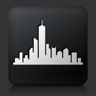 Black Square Button with Cityscape Icon N13