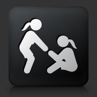 Black Square Button with Helping Hand Icon N2