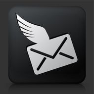 Black Square Button with Letter &amp; Wings Icon N2