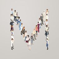 People forming the letter M