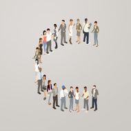People forming the letter C