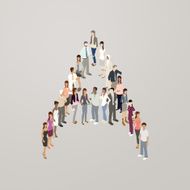 People forming the letter A