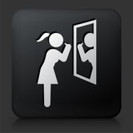 Black Square Button with Brushing Teeth